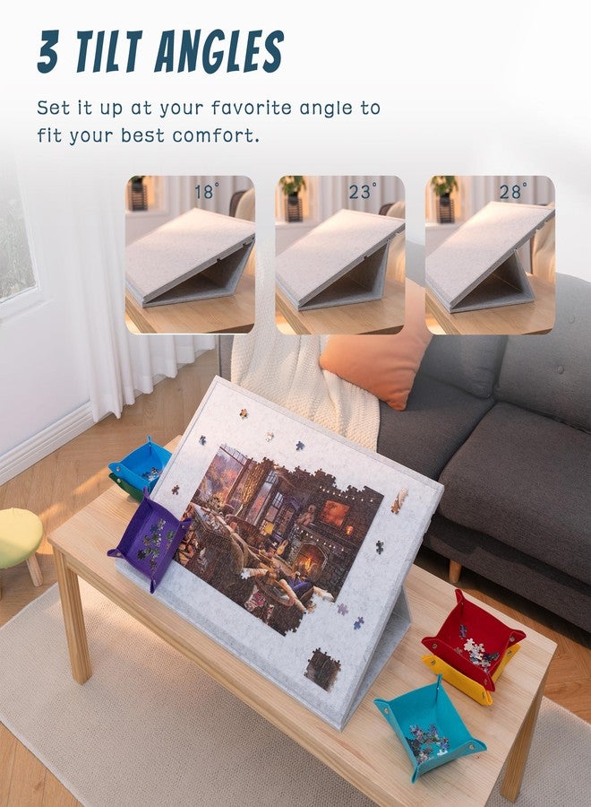 Lavievert 1000 Piece Tilting Puzzle Board with 2-in-1 Stand & Cover, Adjustable Felt Mat Plateau with 6 Colored Sorting Trays, Lightweight Portable Jigsaw Puzzle Table with Non-Slip Surface for Adults - Image 2